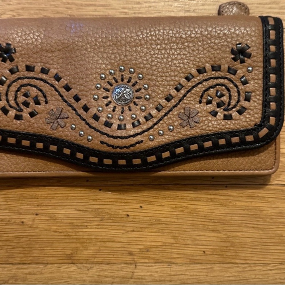 Brighton Studded Tan Western-Accent Wallet